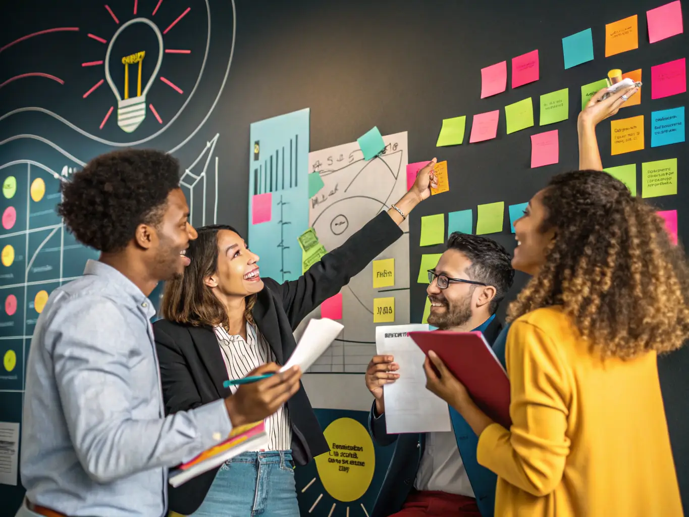 An image depicting a diverse group of professionals participating in a leadership workshop, emphasizing skill development and teamwork.